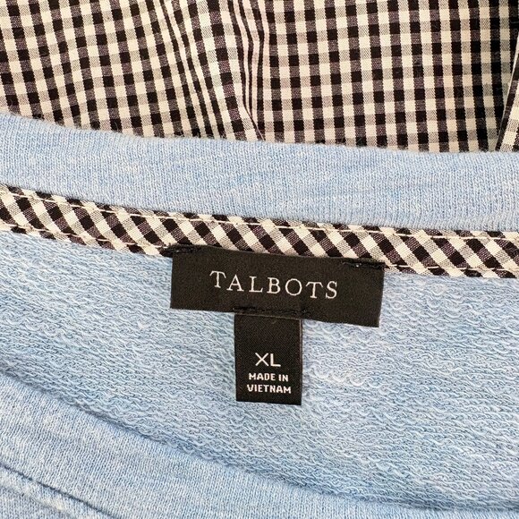 TALBOTS Mixed Media Hi Lo Hem Long Sleeve Top - Picture 3 of 4